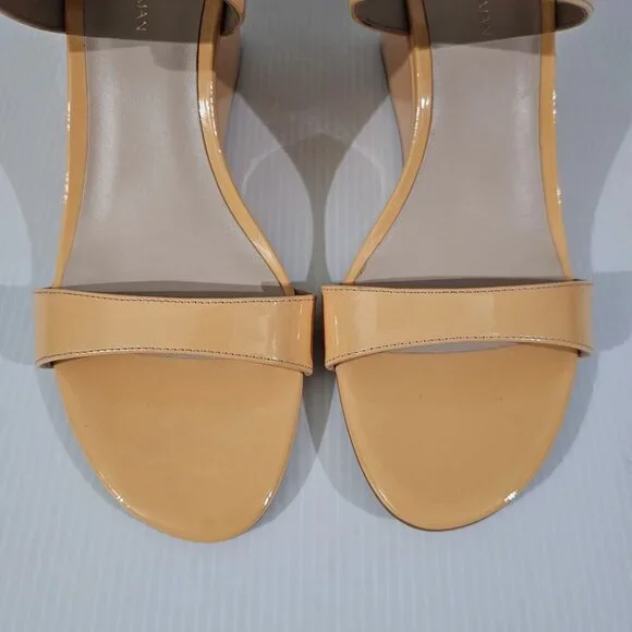 Stuart Weitzman Ave Strap 75 Wedge Sandal Womens 8 Mango Orange Leather NEW - Picture 5 of 12